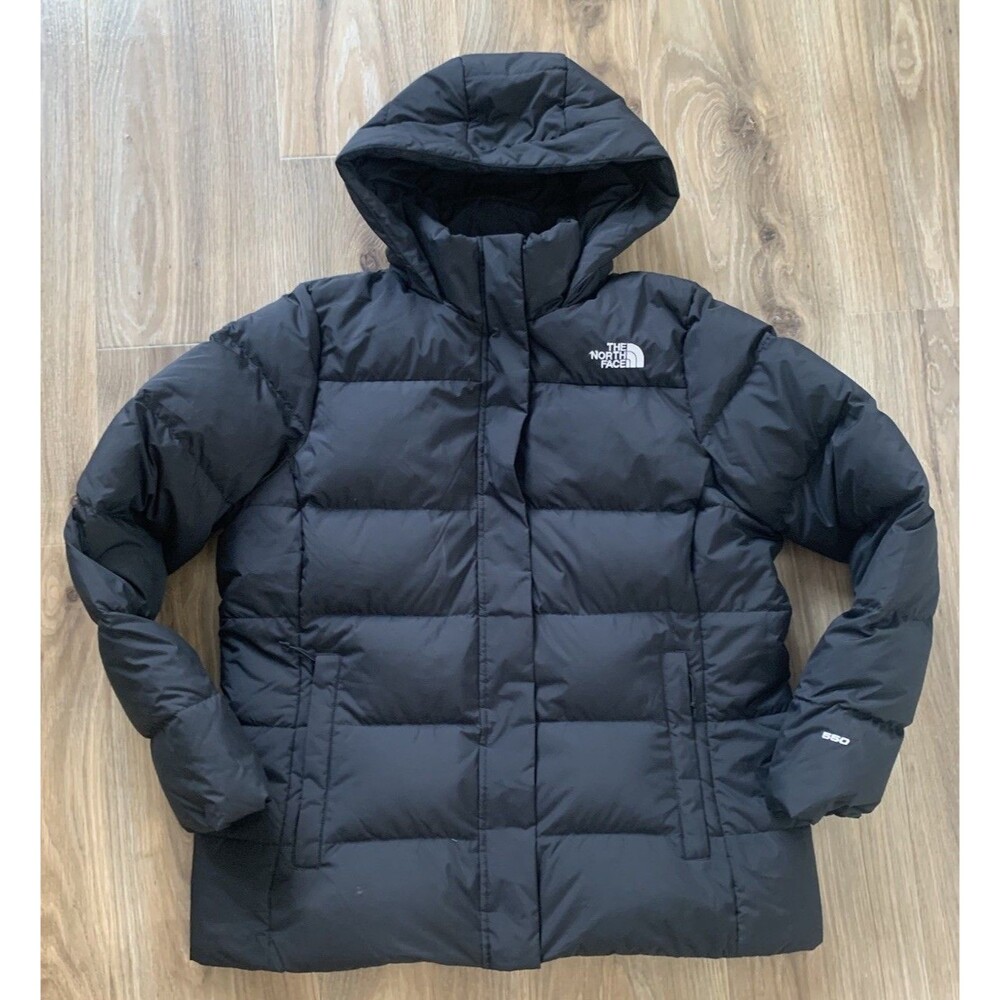 The North Face Women XXL Black 550 Down Puffer Jacket Hooded Winter Coat